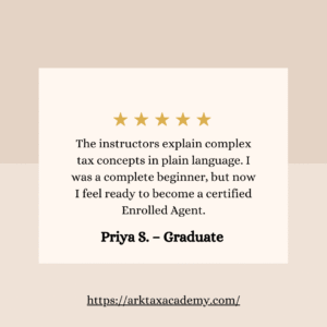 Enrolled Agent Course brown and orange modern customer testimonial reviews instagram post (1)